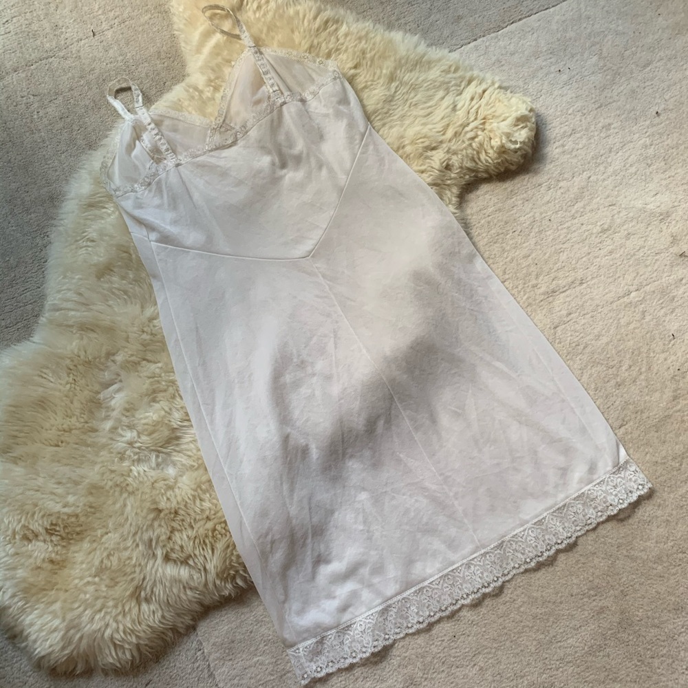 Vintage Lace Lingerie Fitted White Slip Dress S/M - Picture 10 of 11